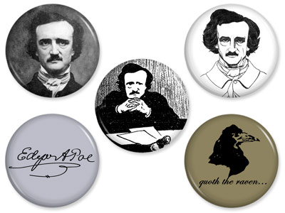 Edgar Allan Poe Pins Poet Writer Raven Author Pinback Button Badge